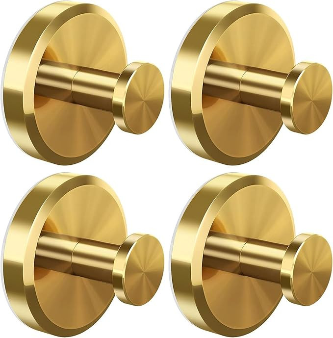 Suction Cup Hooks for Shower, Reusable Towel Hooks for Bathroom, Gold | Amazon (US)