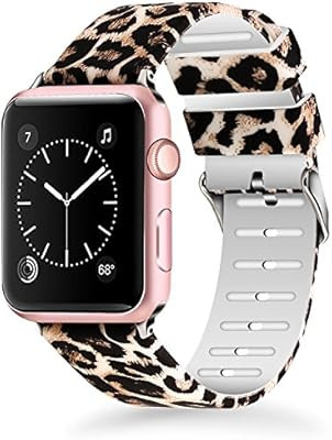 Lwsengme Compatible with Apple Watch Band 38mm 40mm 42mm 44mm, Soft Silicone Replacment Sport Ban... | Amazon (US)