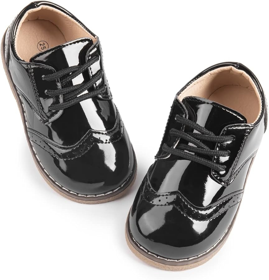 KIDSUN Toddler Boy's Girl's Dress Shoes Oxford Loafer Toddler/Little Kid E-Black | Amazon (US)