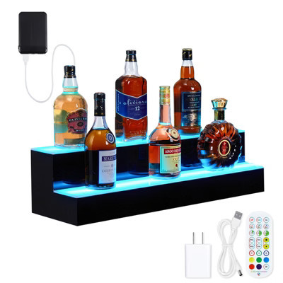 Liquor Bottle Shelf, 2-Tier 16-Inch LED Lighted Liquor Shelf with Remote & App Control, Home Bar Display Wine Rack with Music,for Home,Commercial Bar | Target
