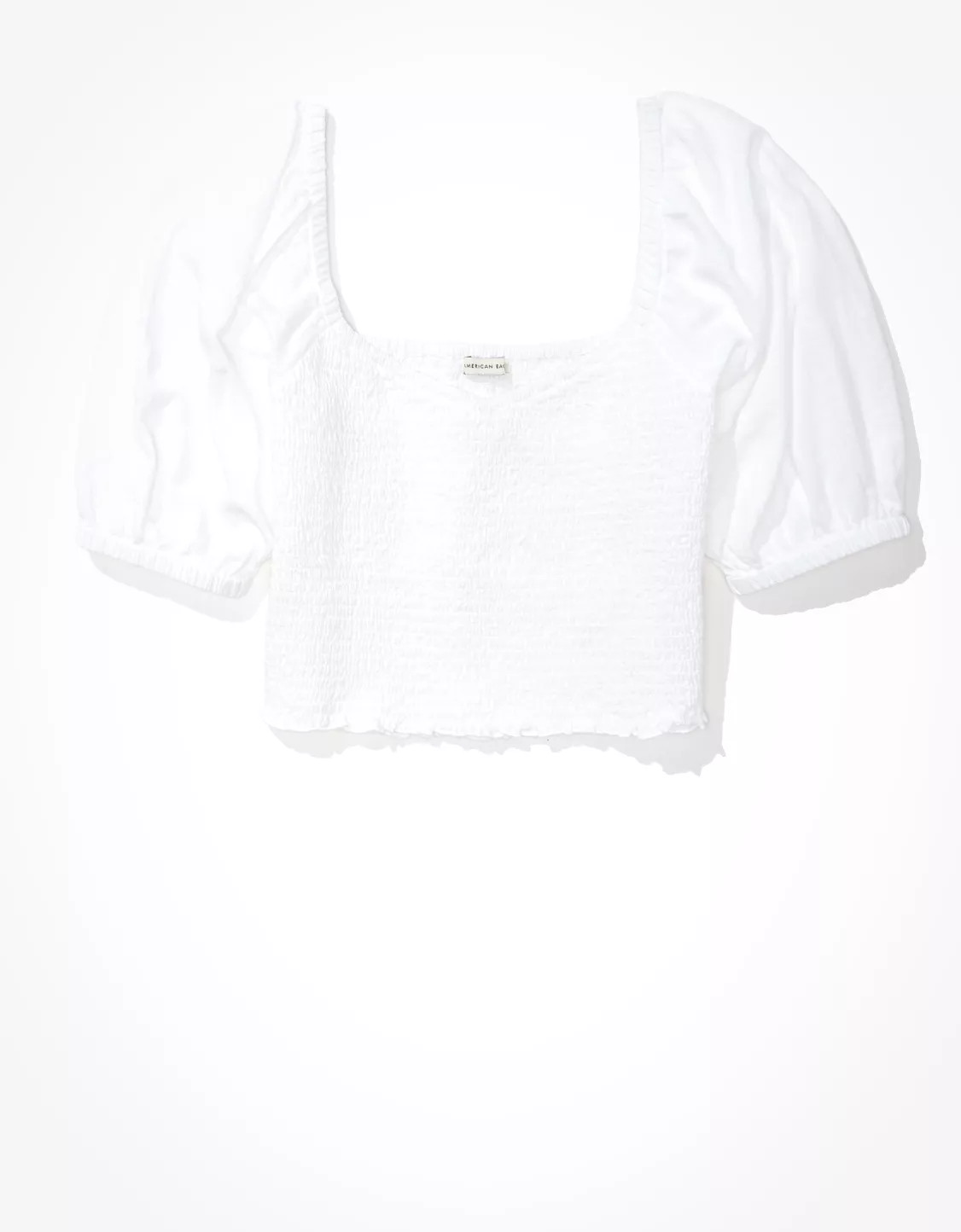 AE Solid Smocked Sweetheart Neck Top | American Eagle Outfitters (US & CA)