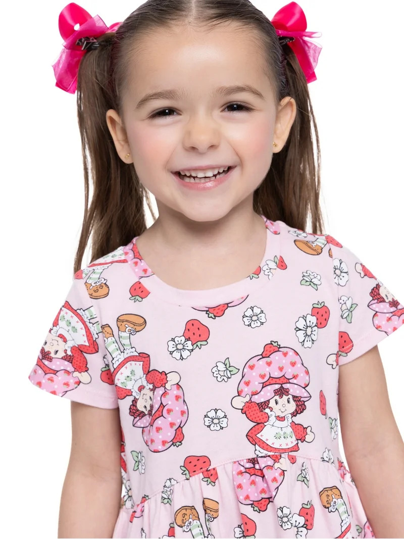 Strawberry Shortcake Toddler Girl Allover Print Dress with Short Sleeves, Sizes 12M-5T | Walmart (US)