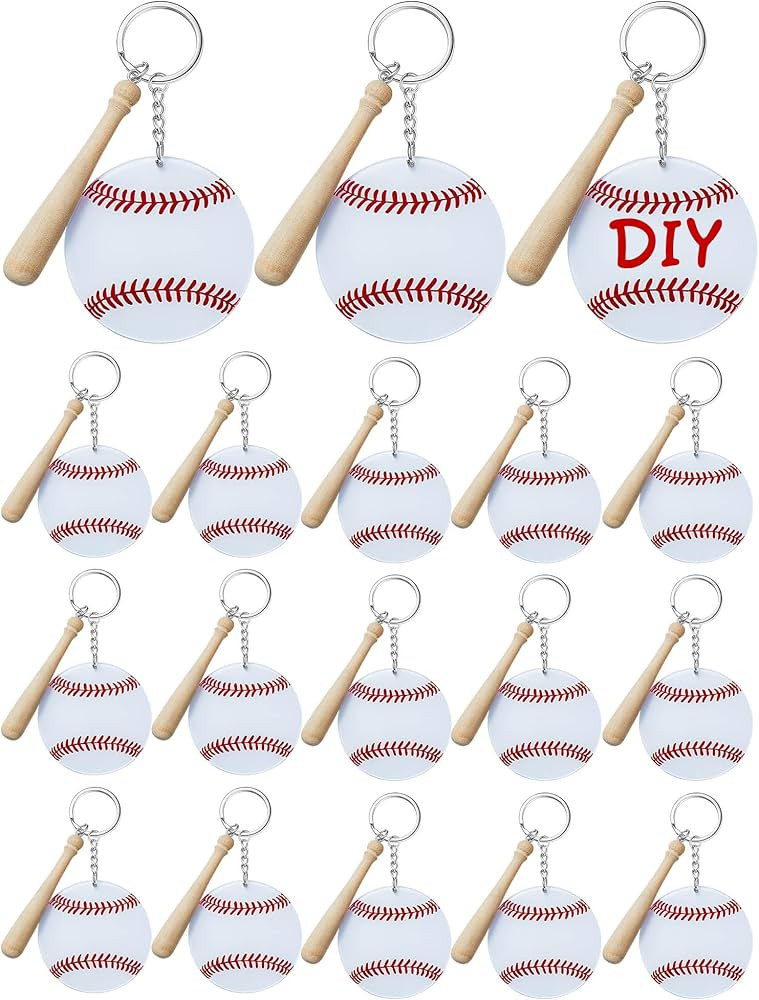 Taiyin 18 Sets Baseball Softball Acrylic Keychain Bulk DIY Ball Bag Tag Sports Party Favors Mini ... | Amazon (US)