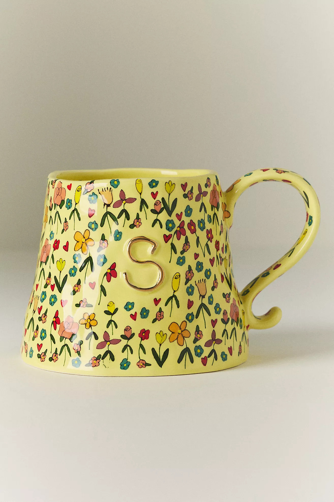 The Mud Fairy Stoneware 24k Gold Accent Monogram Mug | Anthropologie (US)