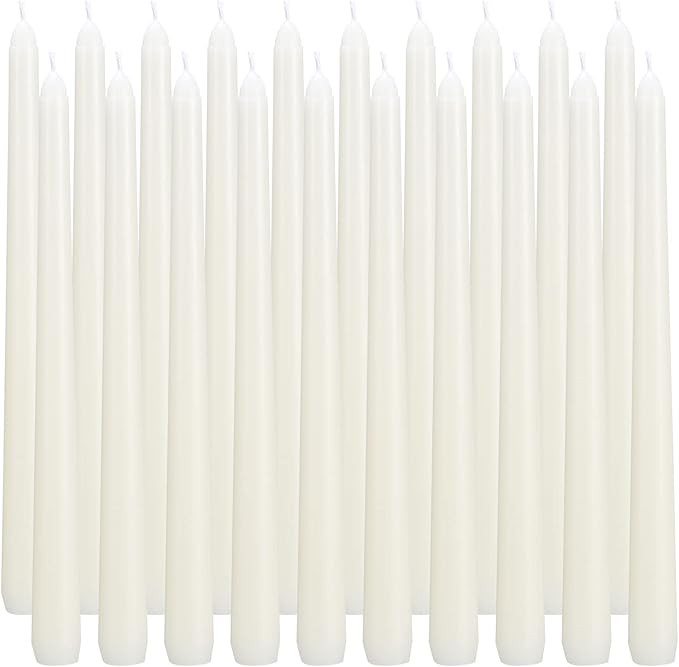 flamecan Ivory Taper Candles, Set of 20 Unscented and Smokeless 10 Inch Taper Candles Long Burnin... | Amazon (US)