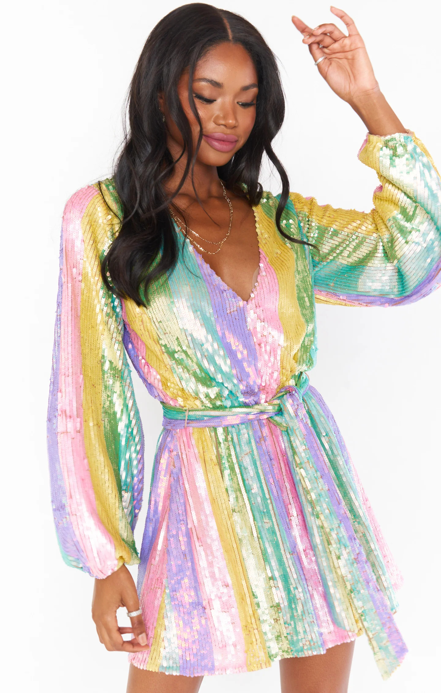 Wear Me Out Dress ~ Rainbow Stripe Sequins | Show Me Your Mumu