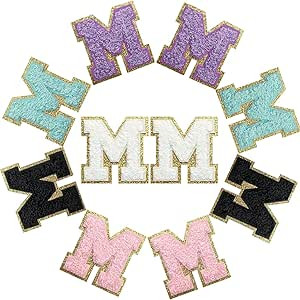 10PCS Self Adhesive Chenille Letter Patches, Colorful Iron on Letter Glitter Patches Varsity Patc... | Amazon (US)