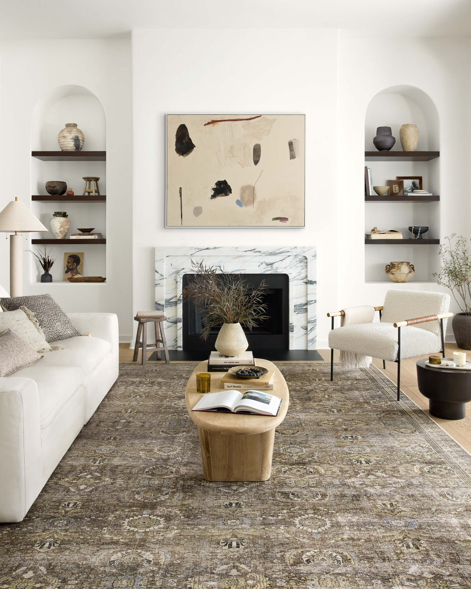 Layla Printed LAY-13 Antique/Moss Area Rug | Rugs Direct