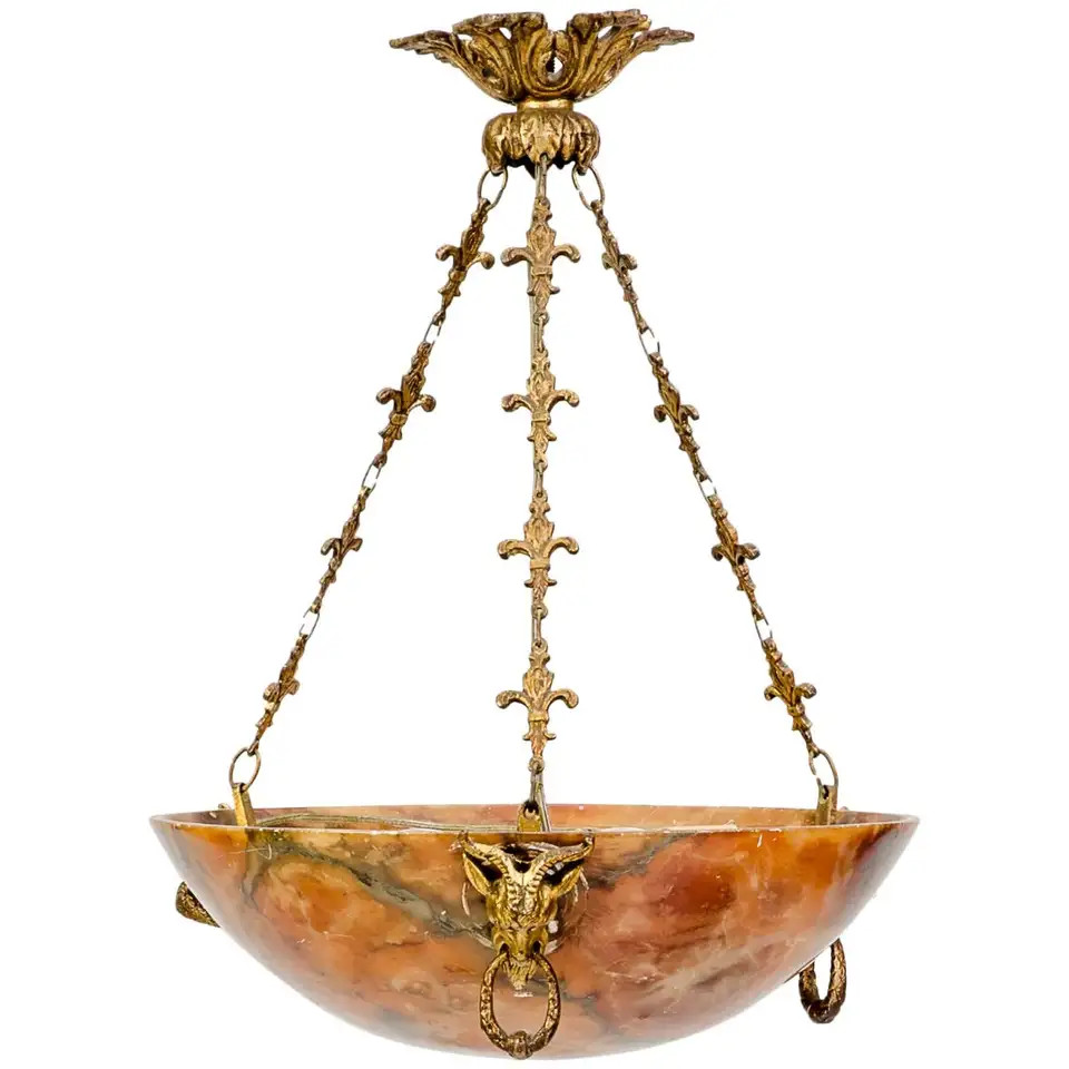 Amber Alabaster Light Fixture, 20th Century | 1stDibs