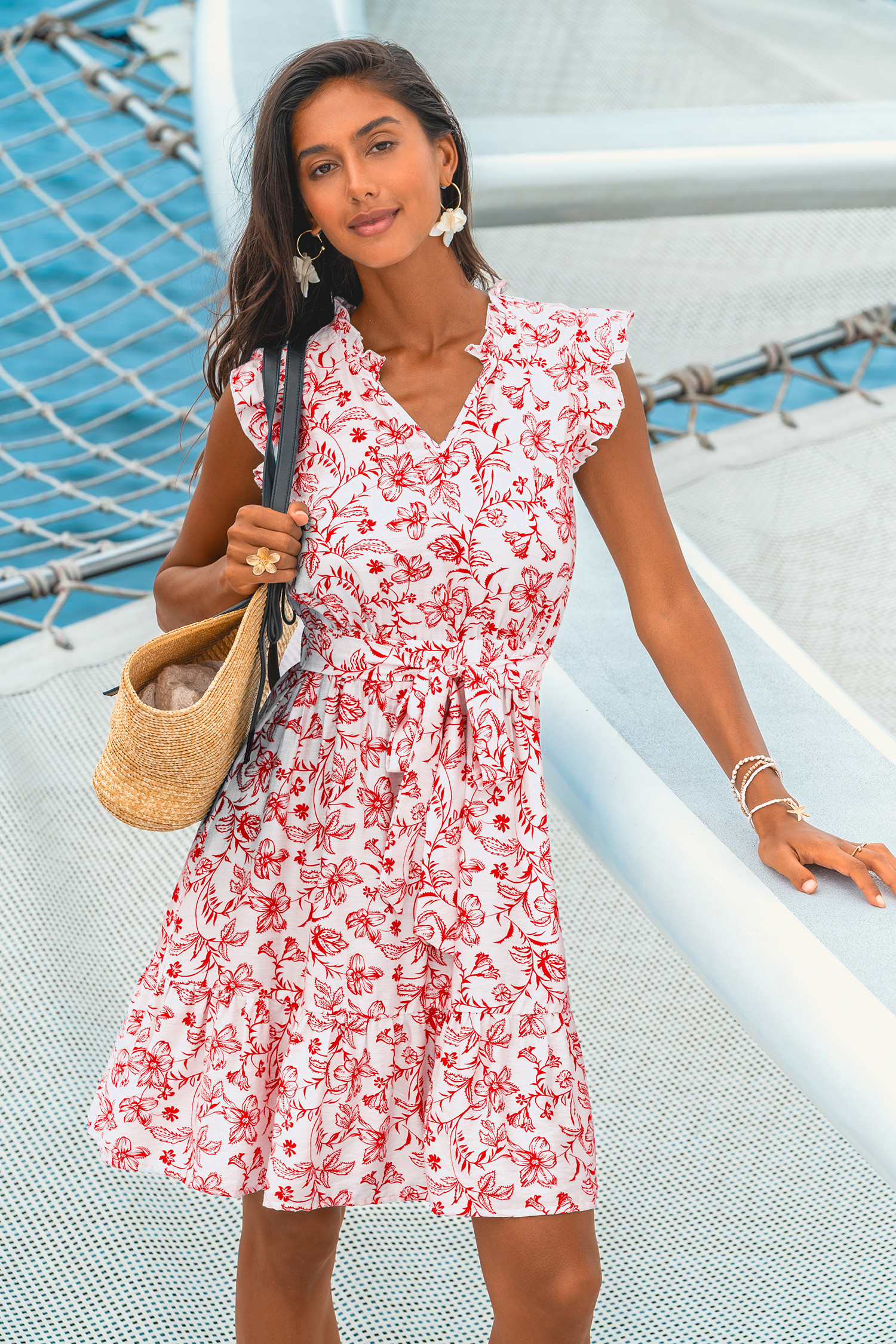 Porcelain Meadow Floral Mini Dress | Cupshe US