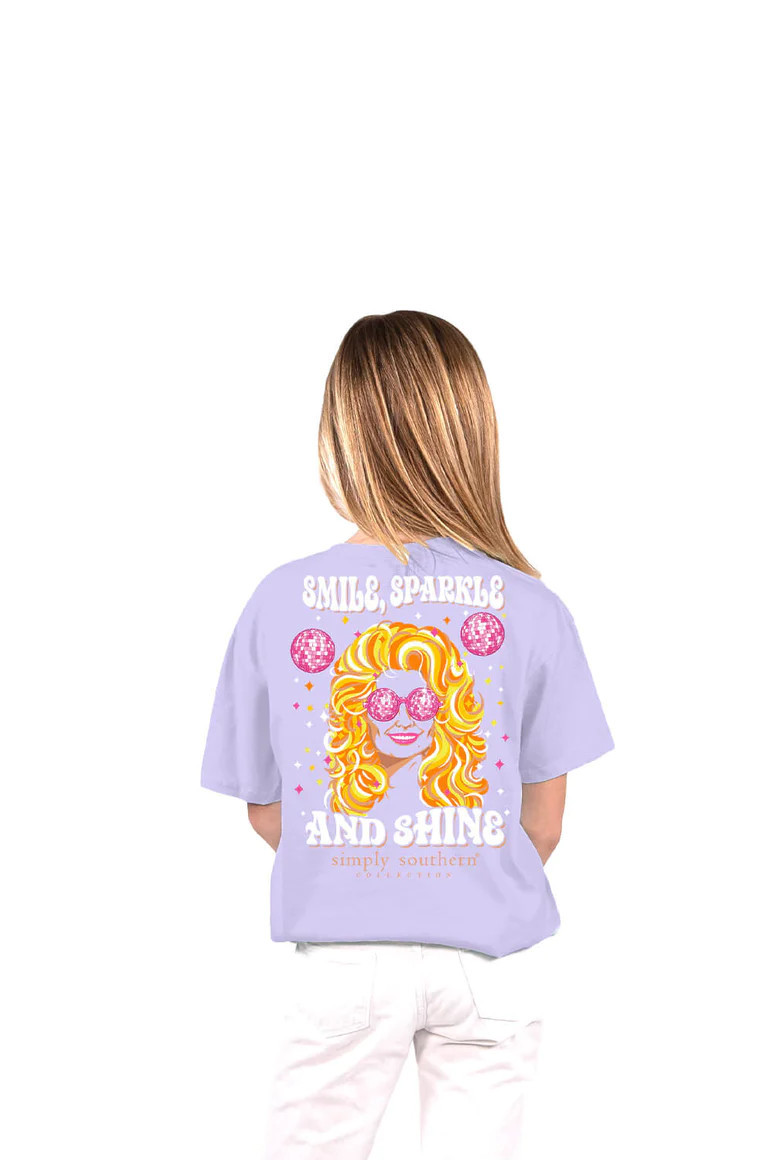 Simply Southern Youth Smile, Sparkle And Shine T-Shirt for Girls in Purple | Glik's