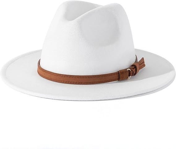 Lisianthus Men & Women Vintage Wide Brim Fedora Hat with Belt Buckle | Amazon (US)