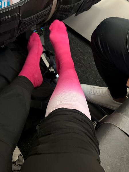 COMPRESSION SOCKS were recommended to me for traveling, and I can confirm they work well. I did size large (wear size 11).

#LTKFind #LTKcurves #LTKtravel