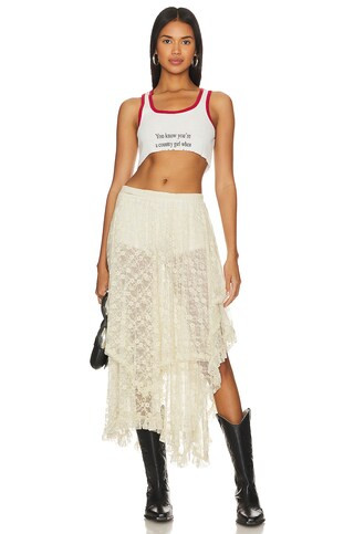 When What? Cropped Rib Tank in White & Red | Revolve Clothing (Global)
