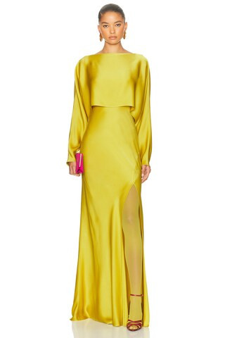 Lapointe Satin Layered Gown in Green | FWRD 