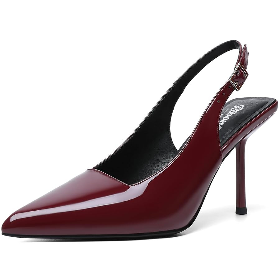 RIBONGZ Sexy Slingback Pumps Elegant Dressy Heels for Women Closed Toe Pointy High Heels Wedding ... | Amazon (US)