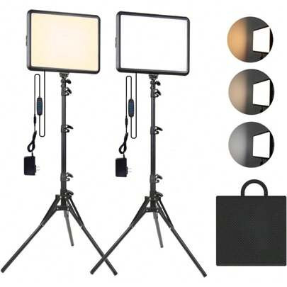 2-Pack LED Video Light Kit, Studio Light, 2800-6500K Dimmable Photography Lighting Kit With Tripod Stand&Phone Holder, 73" Stream Light For Video Reco | SHEIN