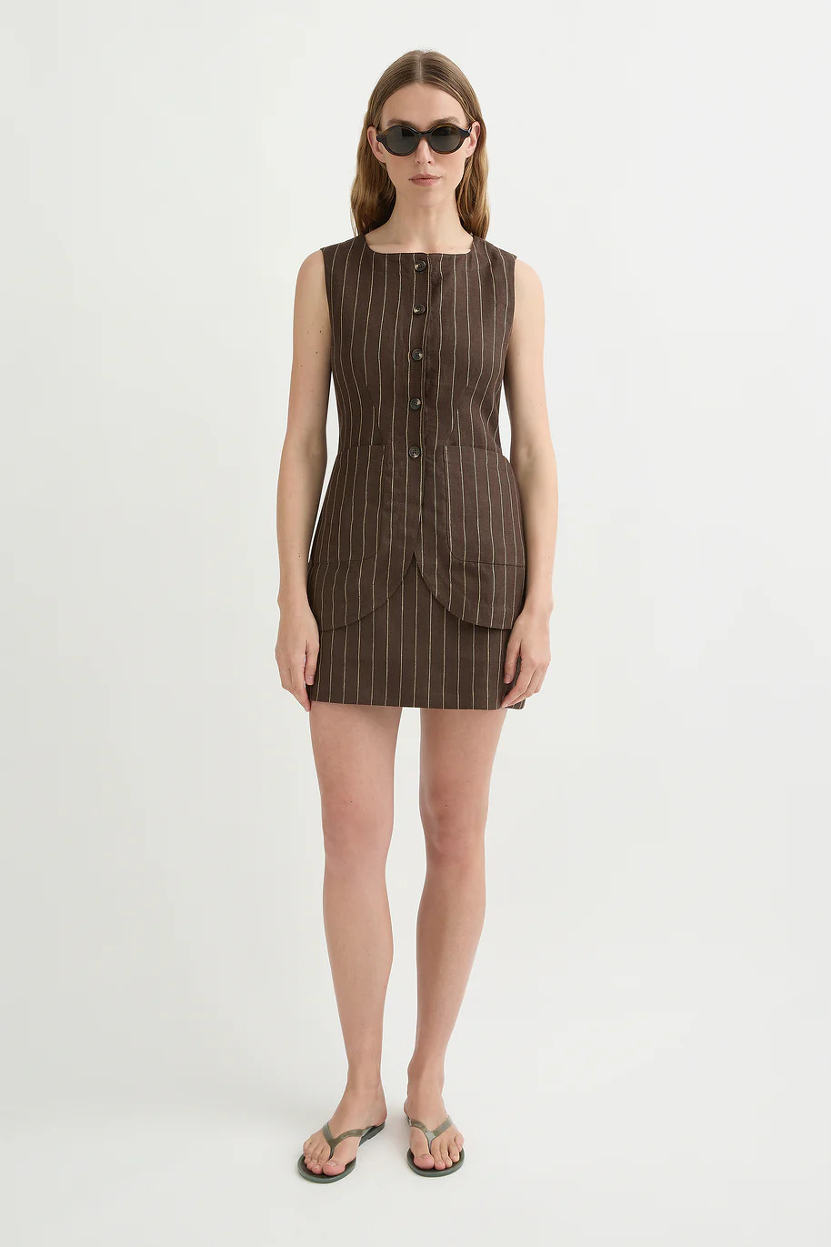 EMMA VEST - CHOCOLATE CREAM PINSTRIPE | POSSE (US)