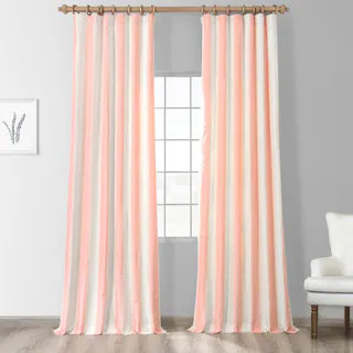 Exclusive Fabrics Pink and Cream Striped Faux Silk Curtain Panel - 50 x 108 - 108 Inches | Bed Bath & Beyond