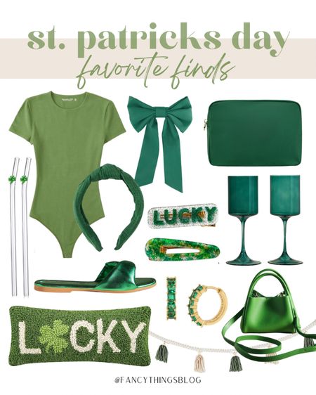 St. Patrick’s Day finds I am loving! 💚🍀 

St. Patricks Day, St. Patty's Day, Green, finds, favorites, bodysuit, glass straws, pillow, sandals, clips, barrettes, earrings, tassel, garland, purse, drinking glasses, wine glasses, bow clip, pouch, makeup bag, Target, Anthropologie, Stoney Clover Lane, Abercrombie, Nordstrom, Amazon, fancythingsblog

#LTKFind #LTKSeasonal #LTKunder100