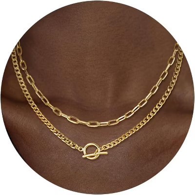 Gold Layered Necklaces for Women,14K Dainty Gold Chain Necklace Women Trendy Cuban Link Chain Toggle Clasp Necklace Fashion Chunky Jewelry for Women | Target