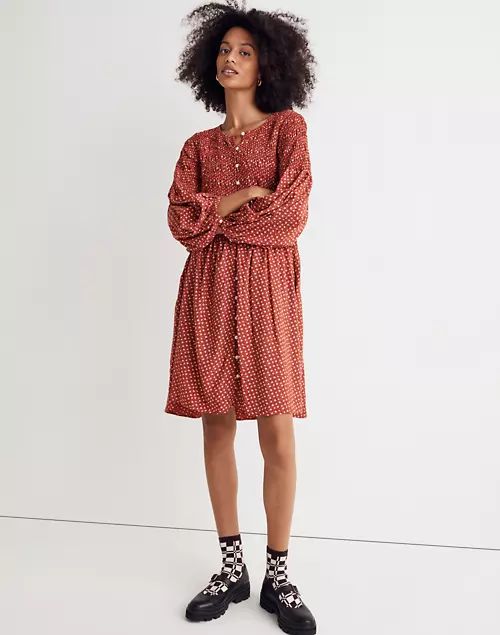 Challis Button-Front Mini Dress in Tiny Daisy | Madewell
