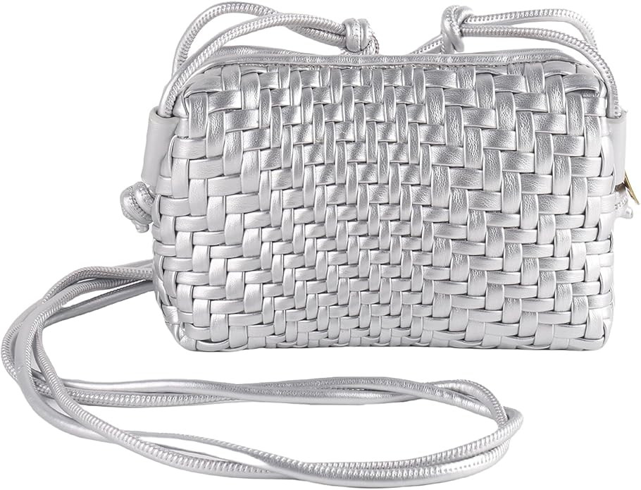 Crossbody Bag for Women Trendy Woven Purse Vegan Leather Small Shoulder Handbags with Strap | Amazon (US)