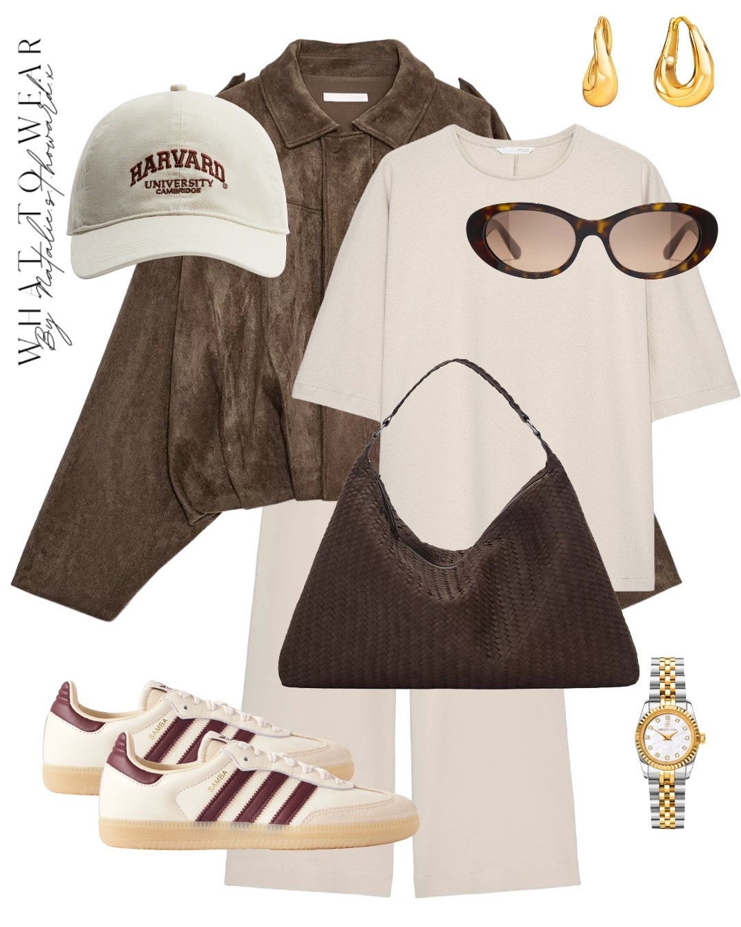 Neutral comfy co ord . Love this set. Would be the perfect airport outfit too.  Love the sambas to in this cream and burgundy colour way. The bag is so gorgeous too! Perfect brown  faux suede bag. X

#LTKuk #LTKautumn #LTKstyletip