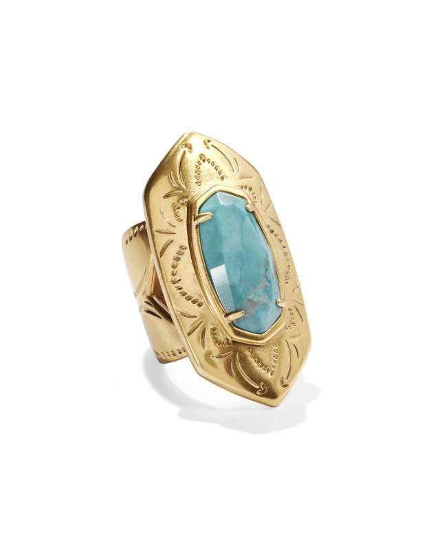 Keziah Vintage Gold Cocktail Ring in Variegated Dark Teal Magnesite | Kendra Scott