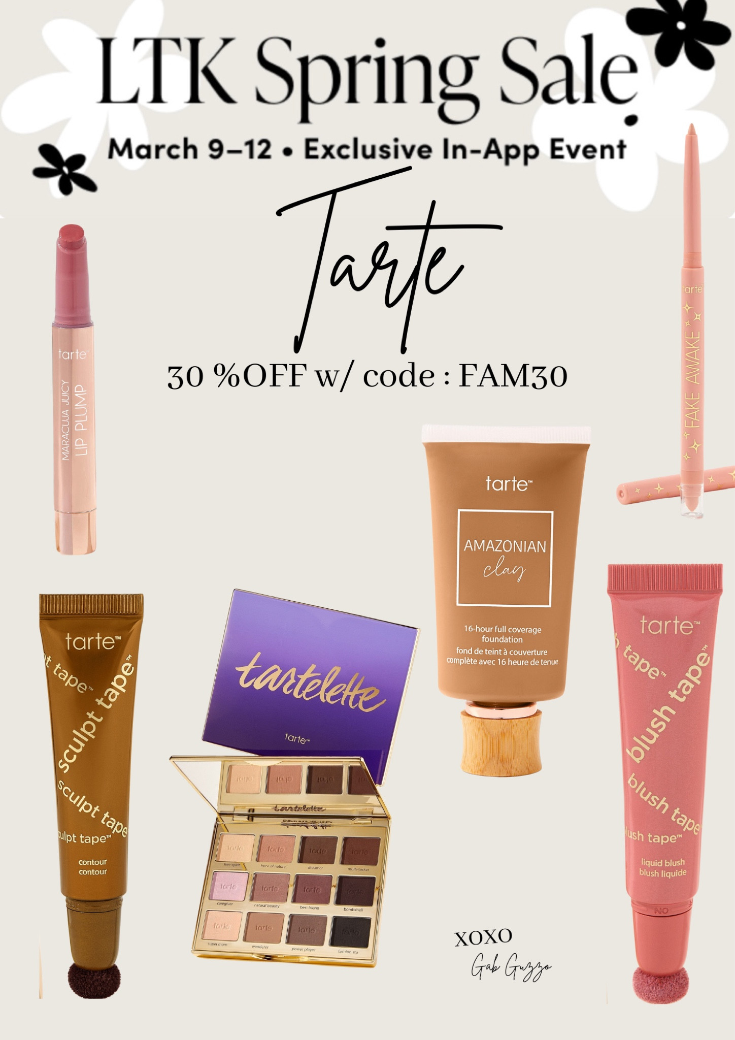 Sharing my Tarte top pics from the LTK sale ! 30% off with code FAM30 ! 

Tarte, blush wand, liquid blush, liquid contour, eyeshadow palette, Tarte Make Up, eyeliner, juicy lips #LTKsale 

#LTKSale #LTKFind #LTKbeauty