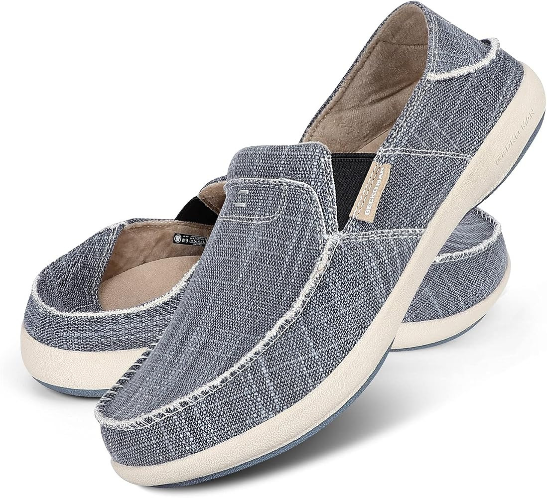 Slip On Shoes for Men, Plantar Fasciitis Canvas Loafer Shoes with Arch Support, Orthopedic Casual... | Amazon (US)