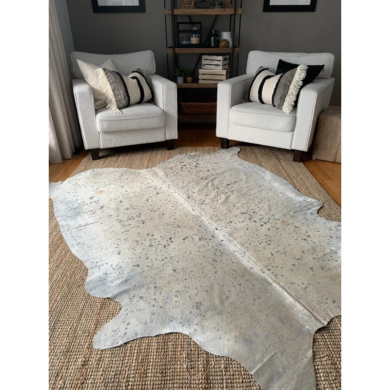 Lemoine Handmade Cowhide Area Rug in Silver | Wayfair North America
