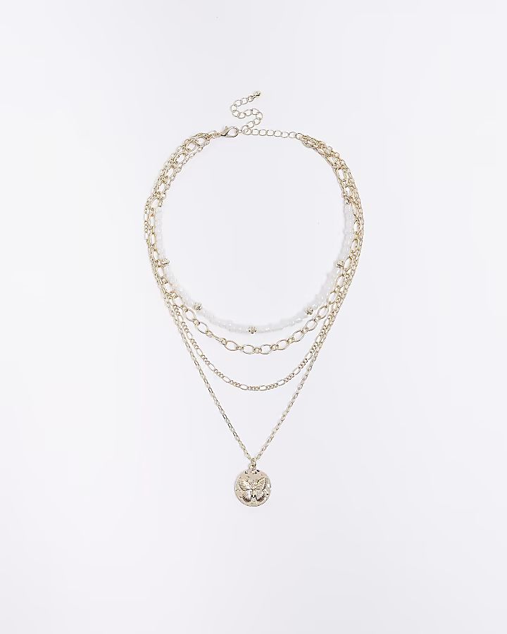 Gold multirow necklace | River Island (UK & IE)