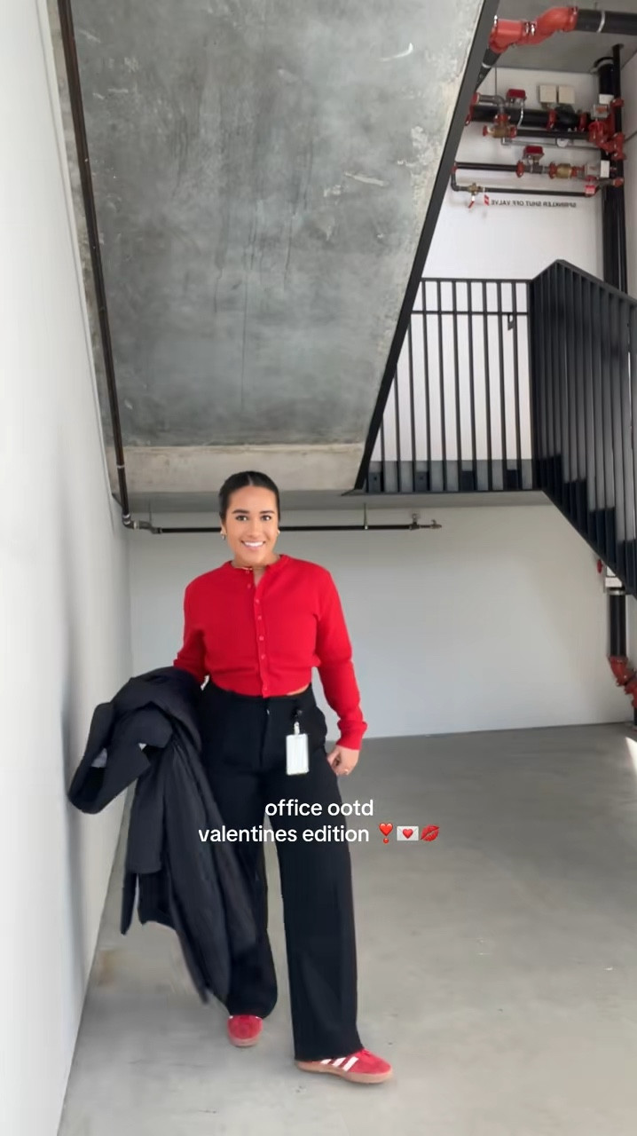 Love a red pop of colour ❣️💌💋 #ootd #officeootd #redoutfit #redclothes #redcardigan #redshoes #redsambas #valentinesdayoutfit #redootd 

#LTKcanada #LTKspring #LTKstyletip