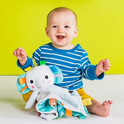 Bright Starts Cuddle 'n Tags 2-Sided Lovie Soothing Blanket, Elephant, Newborn + | Amazon (US)