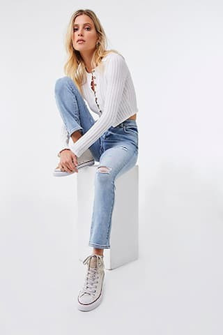 Forever 21 The Westwood Distressed Mom Jeans , Denim | Forever 21 (US)