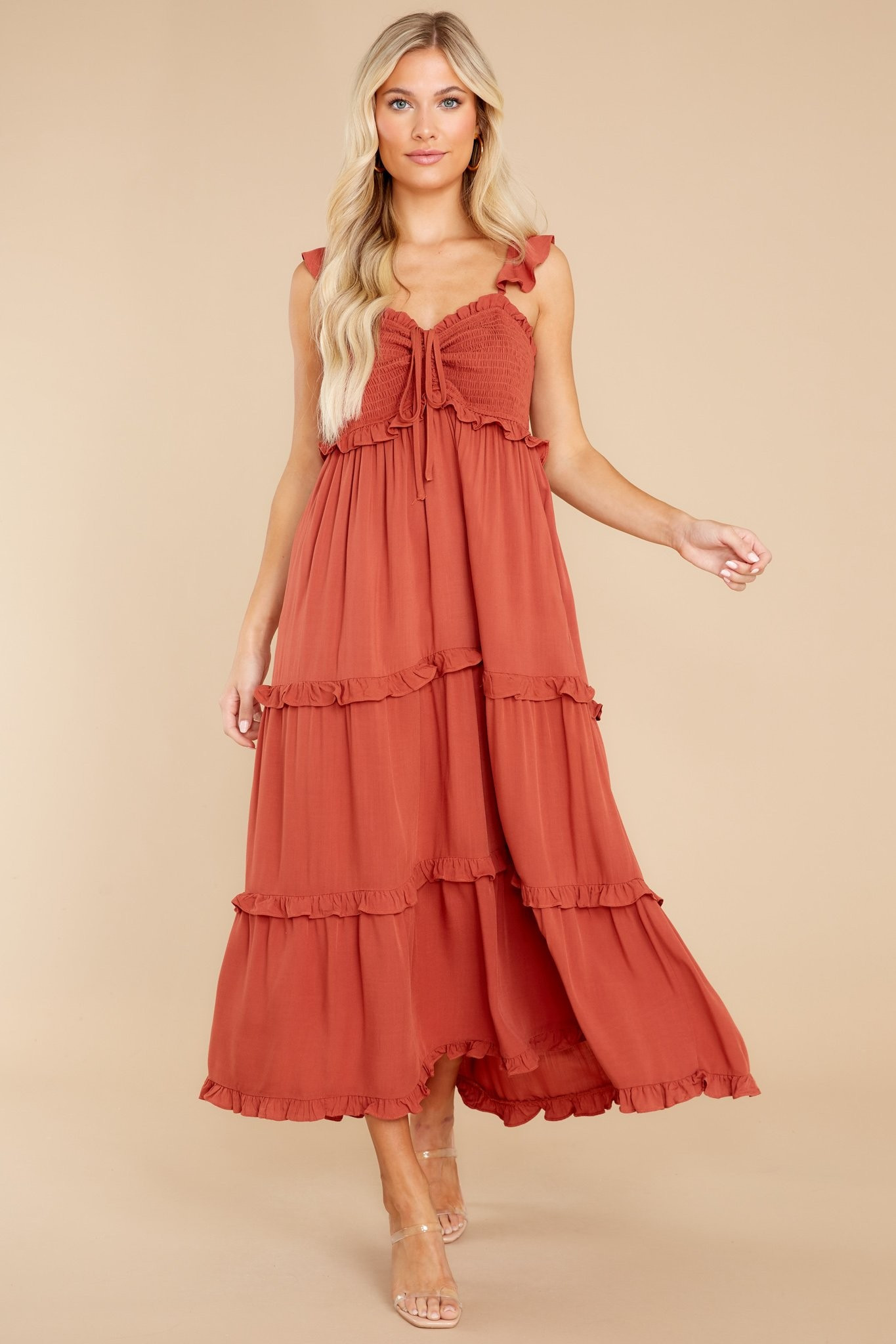 Not A Chance Rust Maxi Dress | Red Dress 
