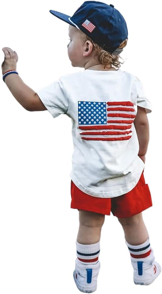 4th of July Baby Boys Outfit Toddler Summer Clothes Tee Shirt Top Casual Short Fourth of July Clo... | Amazon (US)