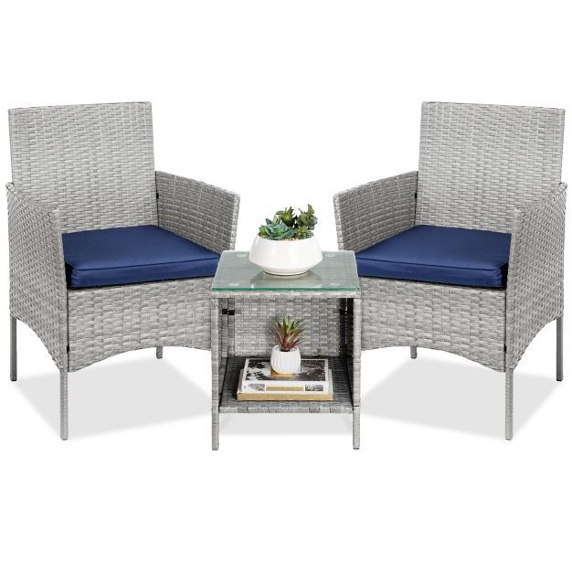Best Choice Products 3-Piece Outdoor Wicker Conversation Bistro Set, Patio Chat Furniture w/ 2 Ch... | Target