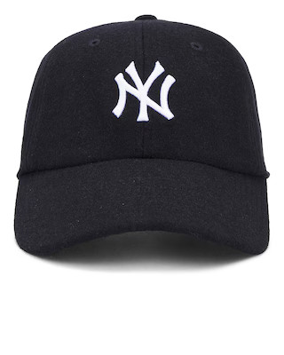 Sporty & Rich Yankees Serif Wool Hat in Navy & White | FWRD | FWRD 