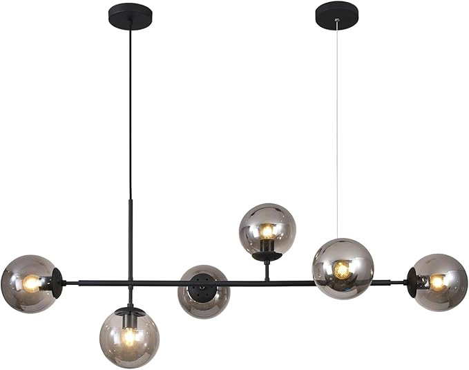 KCO Lighting 6-Light Mid Century Modern Rectangle Sputnik Chandelier Black Farmhouse Linear Chand... | Amazon (US)