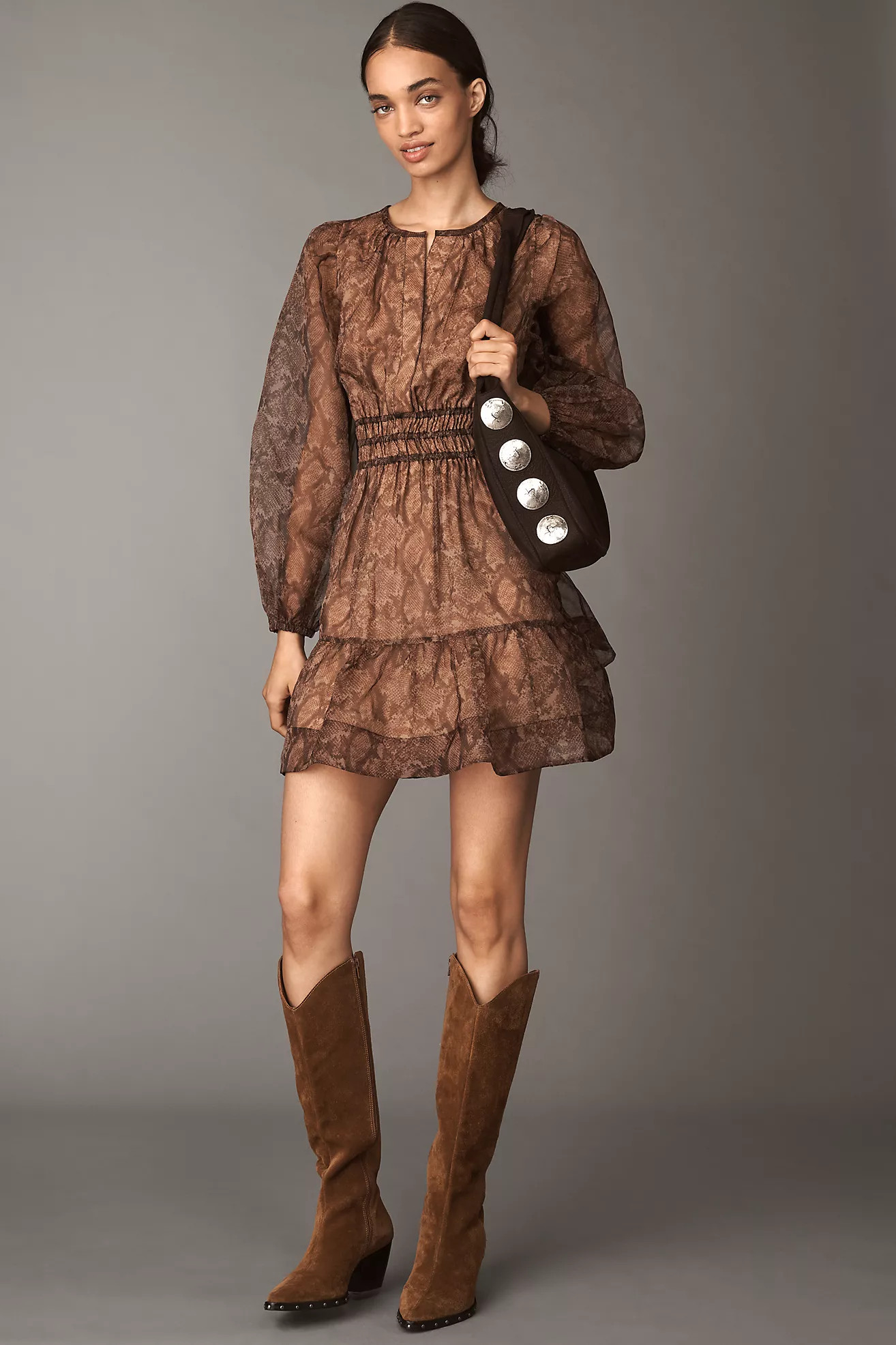 The Somerset Long-Sleeve Organza Mini Dress | Anthropologie (US)