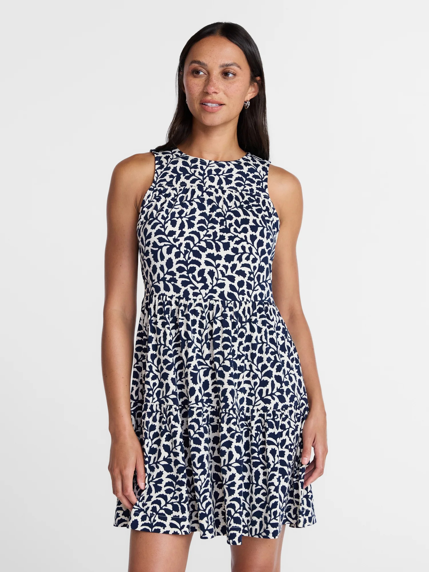 Time and Tru Women's and Women's Plus Sleeveless Tiered Mini Dress, Sizes XS-4X | Walmart (US)
