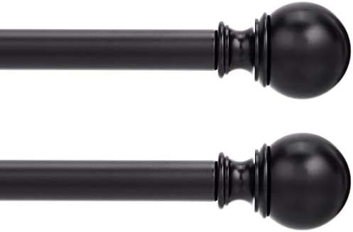 Amazon Basics 1-Inch Curtain Rod with Round Finials - 1-Pack, 36 to 72 Inch, Black | Amazon (US)