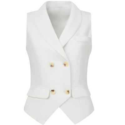 INSPIRE CHIC Women's Lapel Collar Dressy Versatile Racerback Waistcoat Suit Vest White Small | Target