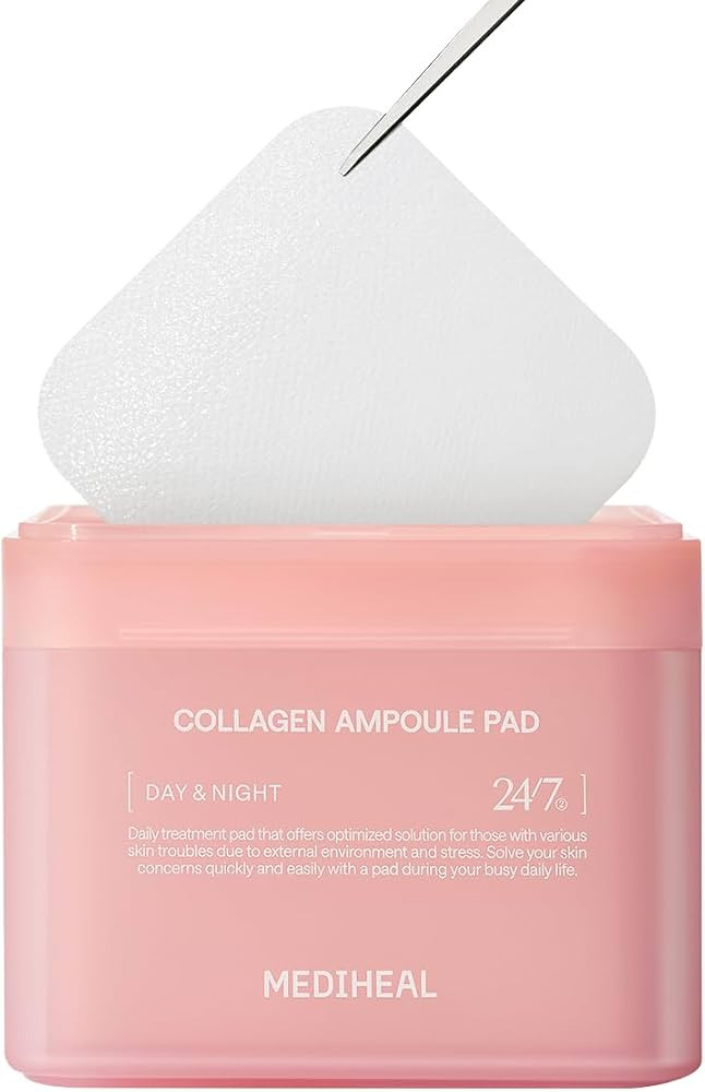 MEDIHEAL Collagen Ampoule Pad – Square Cotton Facial Toner Pads Collagen & Ceramide - Skin Firm... | Amazon (UK)