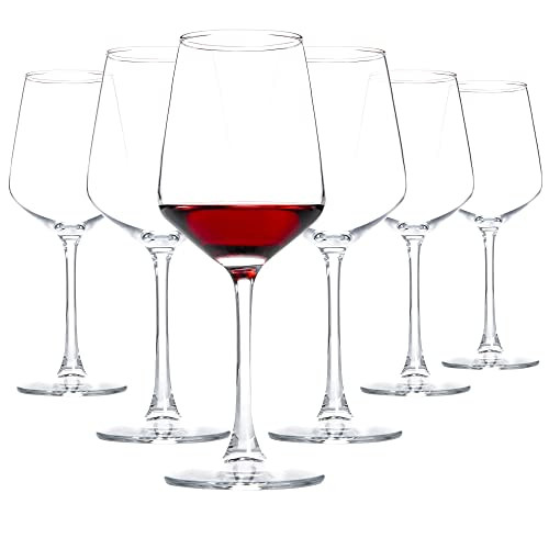 HAKEEMI Red/White Wine Glasses Set of 6, 12 oz Clear Wine Glasses with Stem, Dishwasher Safe | Amazon (US)