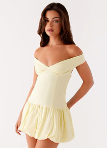 Endless Romance Off Shoulder Mini Dress - Yellow | Peppermayo (Global)