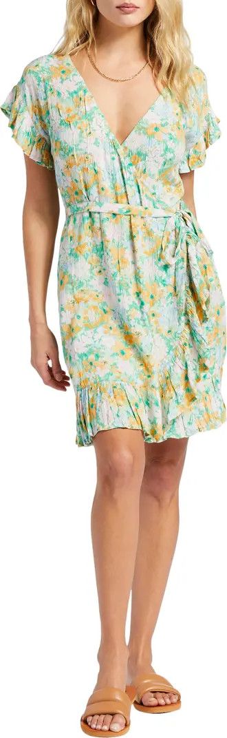 x Sun Chasers Wrap & Roll Floral Ruffle Wrap Minidress, NsaleLTK, Summer Nsale, Fall Nsale Outfit, | Nordstrom