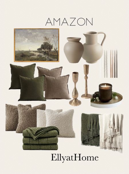 Cozy winter green and neutrals from Amazon home. Shop throw pillows, throw blankets, candles, candleholders, vases, artwork. Home decor accessories. Free shipping. 

#LTKsalealert #LTKhome #LTKfindsunder50